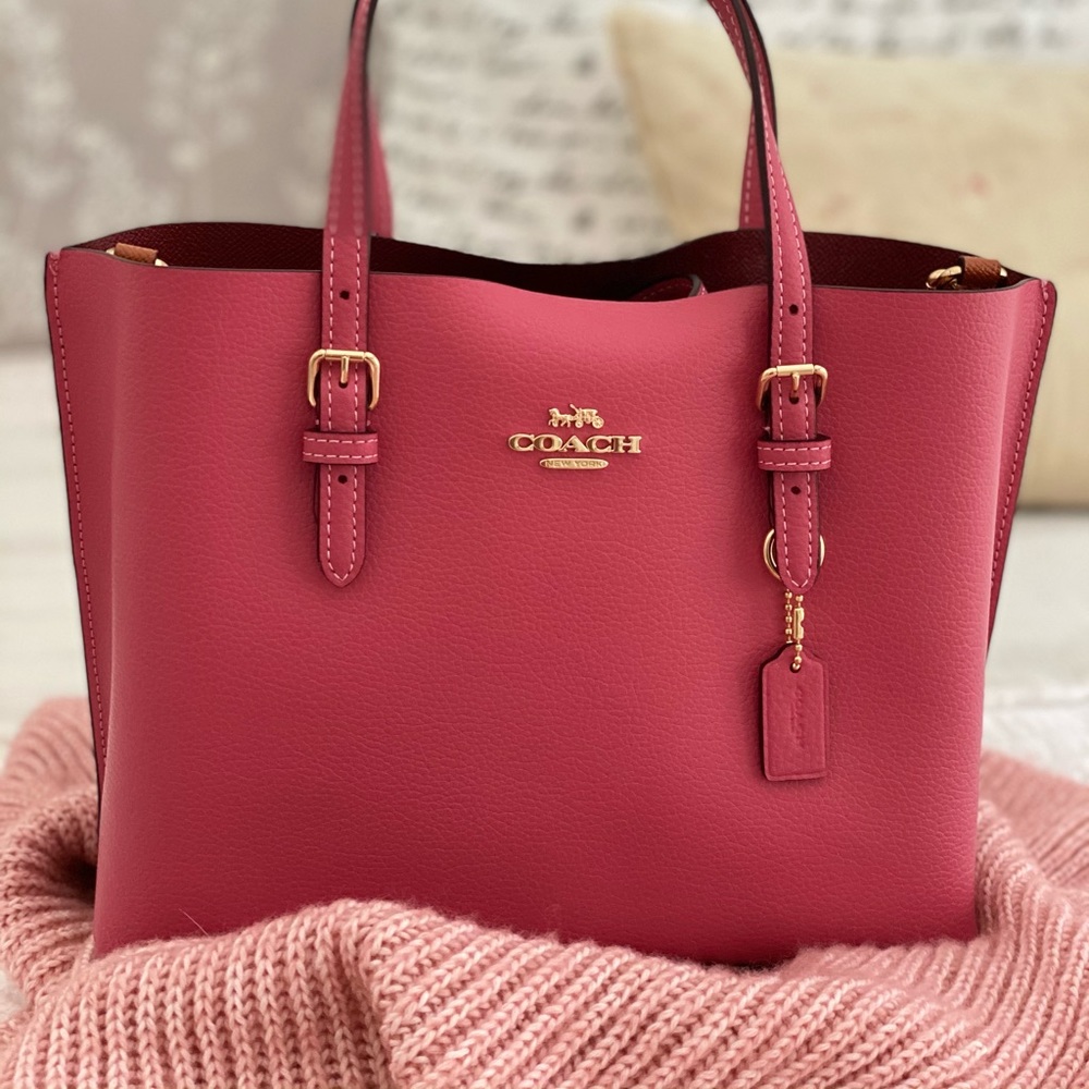 ๐ COACH | Pink Strawberry Haze Mollie Tote 25 Crossbody Shoulder Bag Purse - Picture 2 of 16